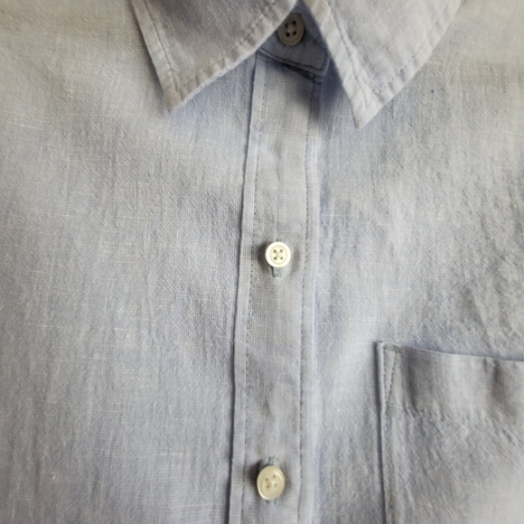 GAP Womens S Button Down Long Sleeve Shirt Linen/Cotton Powder Blue - Picture 3 of 6
